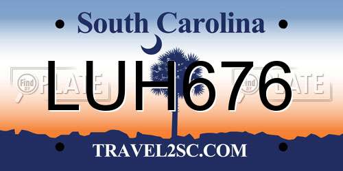 LUH676 South Carolina License Plate