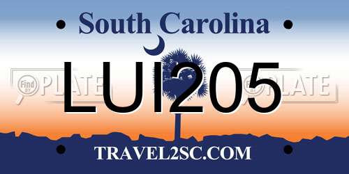 LUI205 South Carolina License Plate