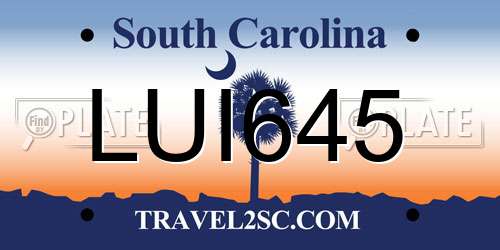 LUI645 South Carolina License Plate