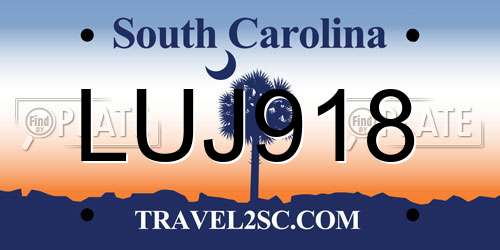 LUJ918 South Carolina License Plate