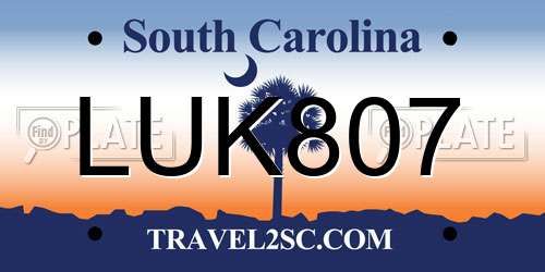 LUK807 South Carolina License Plate