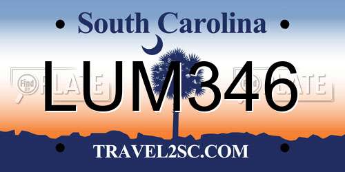 LUM346 South Carolina License Plate