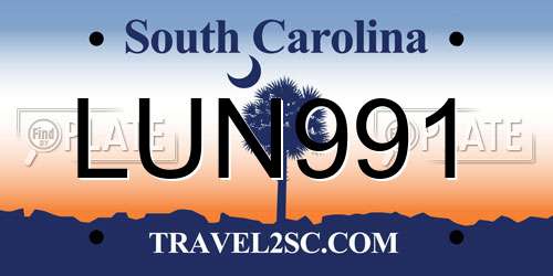 LUN991 South Carolina License Plate
