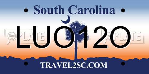LUO12O South Carolina License Plate