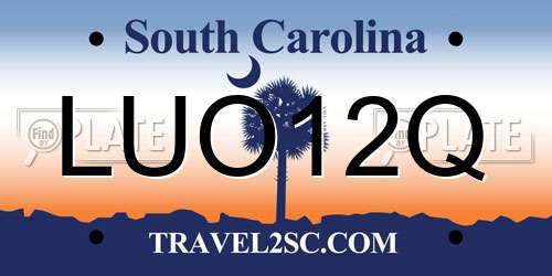 LUO12Q South Carolina License Plate