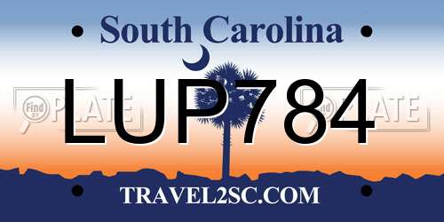 LUP784 South Carolina License Plate