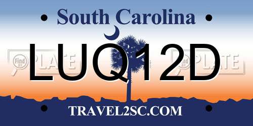 LUQ12D South Carolina License Plate
