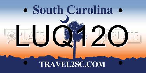 LUQ12O South Carolina License Plate