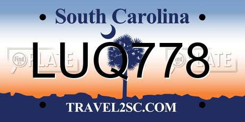 LUQ778 South Carolina License Plate