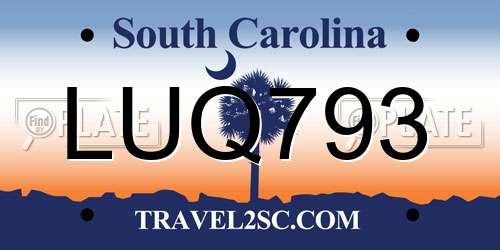 LUQ793 South Carolina License Plate