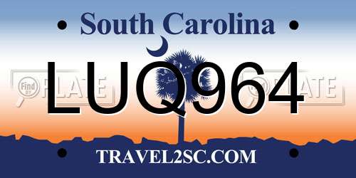 LUQ964 South Carolina License Plate