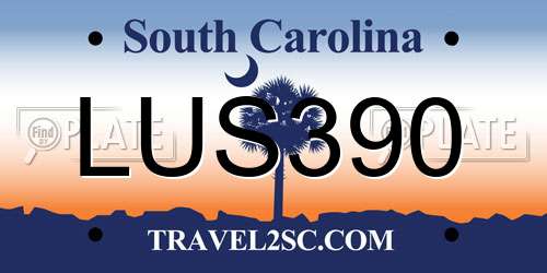 LUS390 South Carolina License Plate