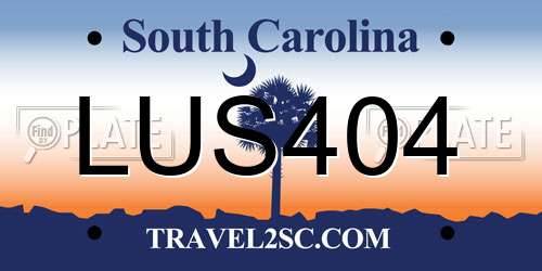 LUS404 South Carolina License Plate