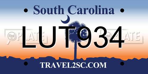LUT934 South Carolina License Plate