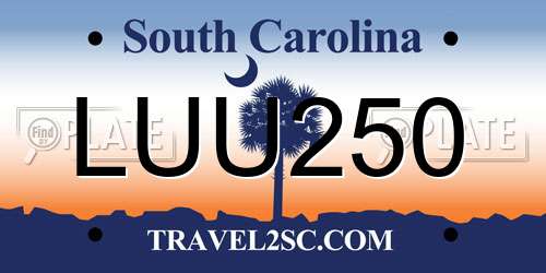 LUU250 South Carolina License Plate
