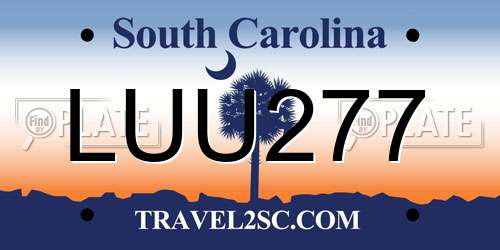 LUU277 South Carolina License Plate