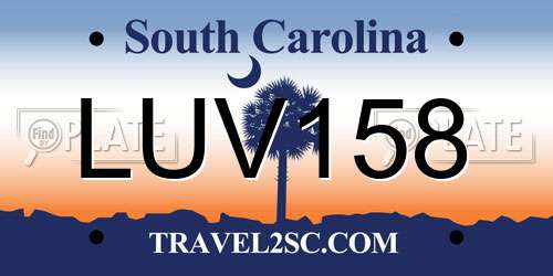 LUV158 South Carolina License Plate