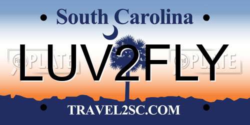 LUV2FLY South Carolina License Plate