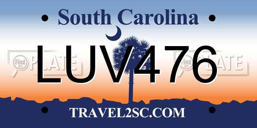 LUV476 South Carolina License Plate