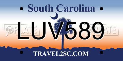 LUV589 South Carolina License Plate