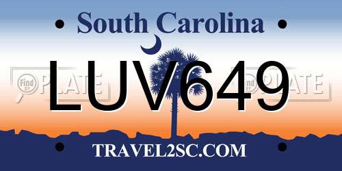 LUV649 South Carolina License Plate
