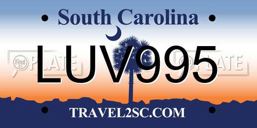 LUV995 South Carolina License Plate