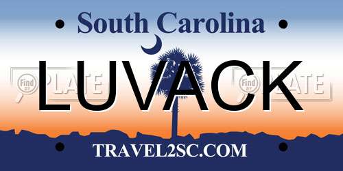 LUVACK South Carolina License Plate