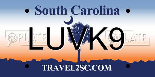 LUVK9 South Carolina License Plate