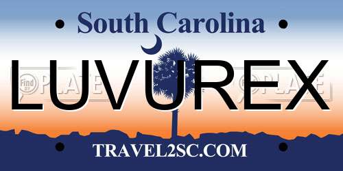 LUVUREX South Carolina License Plate