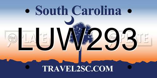 LUW293 South Carolina License Plate