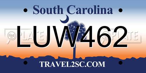LUW462 South Carolina License Plate