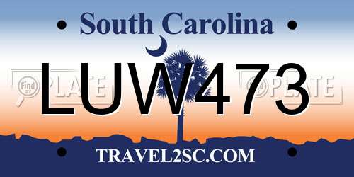 LUW473 South Carolina License Plate