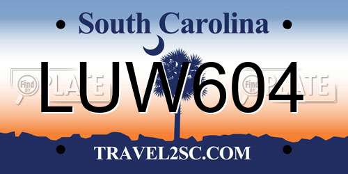LUW604 South Carolina License Plate