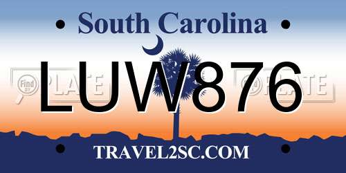 LUW876 South Carolina License Plate