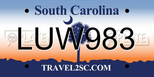 LUW983 South Carolina License Plate