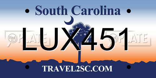 LUX451 South Carolina License Plate