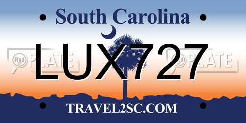 LUX727 South Carolina License Plate