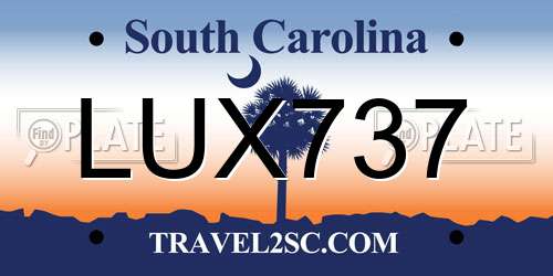 LUX737 South Carolina License Plate