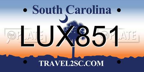 LUX851 South Carolina License Plate