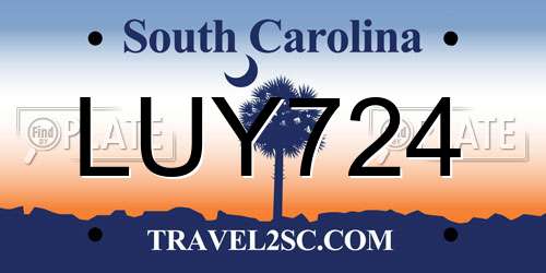 LUY724 South Carolina License Plate