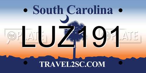 LUZ191 South Carolina License Plate