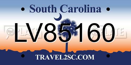 LV85160 South Carolina License Plate