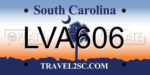 LVA606 South Carolina License Plate