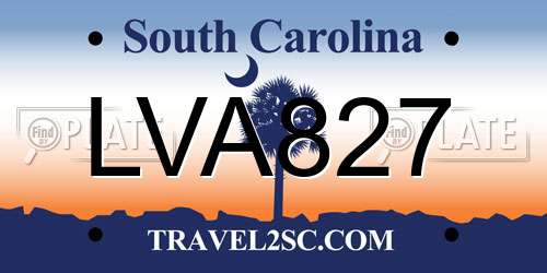 LVA827 South Carolina License Plate