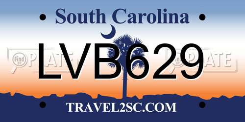 LVB629 South Carolina License Plate