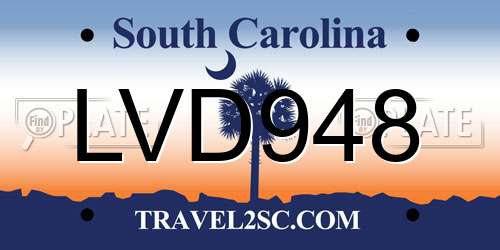 LVD948 South Carolina License Plate