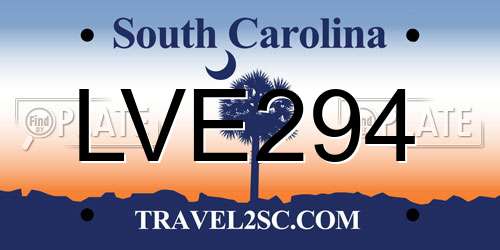 LVE294 South Carolina License Plate