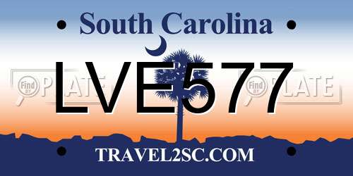 LVE577 South Carolina License Plate