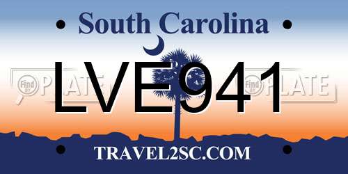 LVE941 South Carolina License Plate