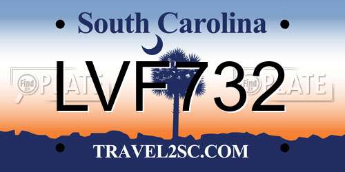LVF732 South Carolina License Plate